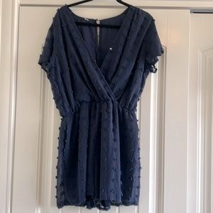 Blue Romper with pocket - L